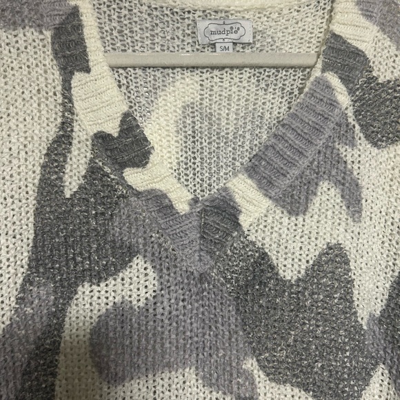 Mud Pie Scarlett Camo Ribbon Knit Sweater Size S/M - Picture 2 of 4